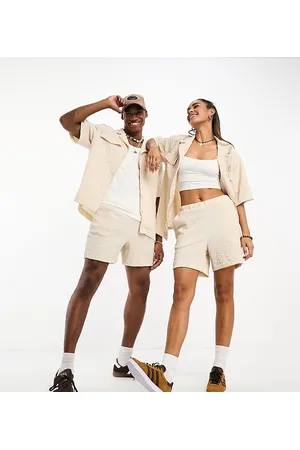 Reclaimed Unisex textured short in neutral co-ord