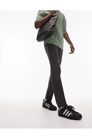 Topman Skinny smart trousers with elasticated waistband in charcoal
