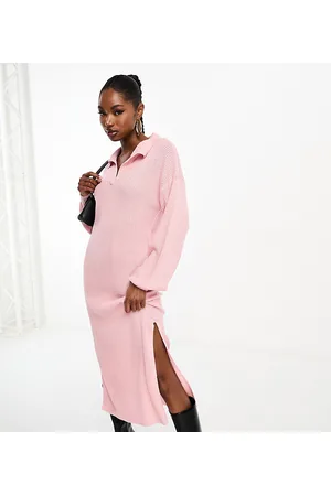 In The Style Exclusive knitted collar detail midi jumper dress in