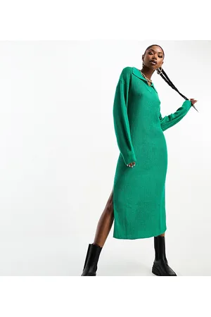 In The Style Exclusive knitted collar detail midi jumper dress in