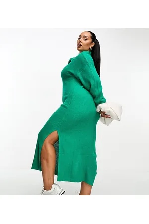 In The Style Exclusive knitted collar detail midi jumper dress in