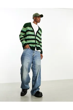 ASOS Oversized knitted stripe cardigan in