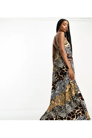 River Island Maxi slip dress in mixed animal print