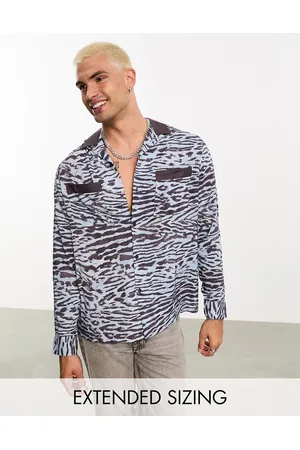 ASOS Relaxed revere shirt in leopard print and contrast collar