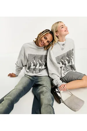COLLUSION Unisex photo polaroid front print oversized sweatshirt in marl