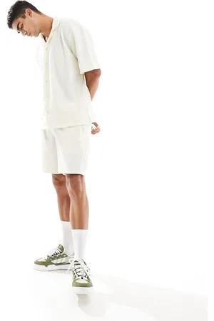 Pull&Bear Textured ottoman short co-ord in ecru