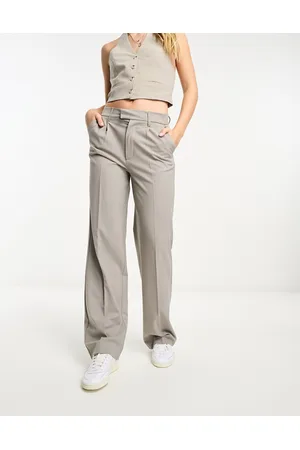 Pull&Bear High waisted tailored trousers in stone