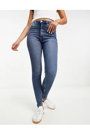 Monki Oki high waisted skinny jeans in indigo