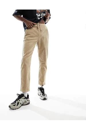 Only & Sons Elasticated waist tapered cropped cord trousers in beige