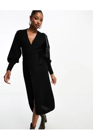 In The Style Exclusive knitted wrap midi jumper dress in