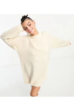 Weekday Eloise wool oversized mini jumper dress in off- melange exclusive to ASOS