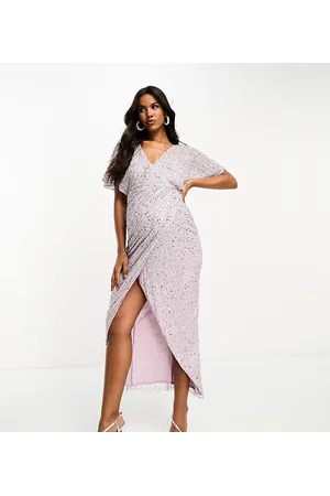 Beauut Maternity Bridesmaid embellished maxi wrap dress in lilac