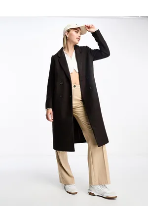 Monki Tailored double breasted wool blend coat in