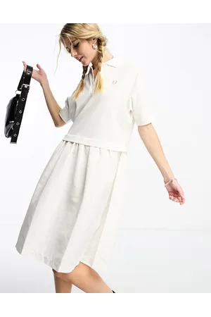 Fred Perry Gathered shirt dress in snow