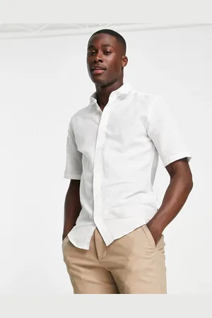 Only & Sons Short sleeve shirt in linen mix in