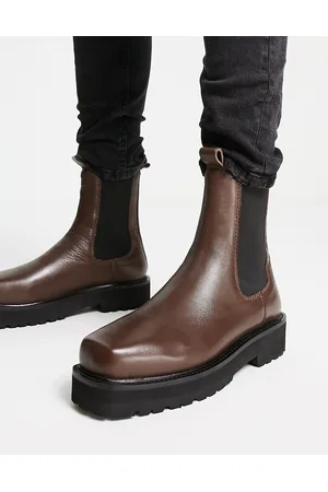 ASRA Cacti square toe high shaft chelsea boots in leather