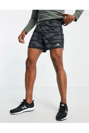New Balance Running Accelerate camo print shorts in