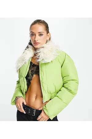 Reclaimed Shrunken aviator with faux fur collar in