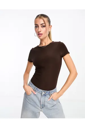 ASOS Double layer t-shirt bodysuit in chocolate