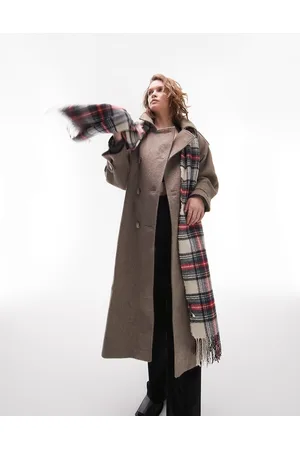 Topshop Super oversized brushed trench coat in mocha