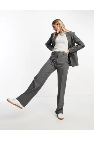 Pull&Bear High waisted tailored straight leg trouser co-ord in dark