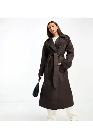 ASOS ASOS DESIGN Tall longline trench coat in chocolate