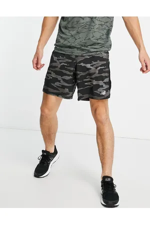New Balance Accelerate shorts in grey camo print