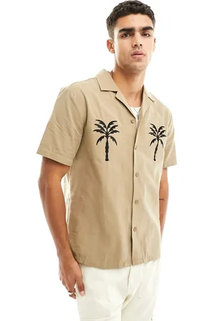 River Island Palm embroidered shirt in