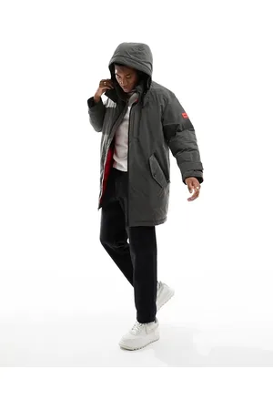 HUGO BOSS HUGO Munkon parka coat in dark