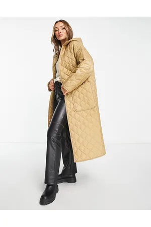 ASOS Longline quilted coat in camel