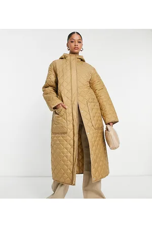 ASOS ASOS DESIGN Tall longline quilted coat in camel