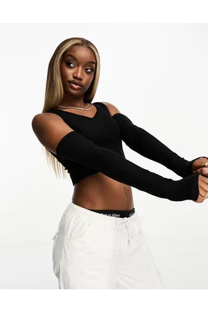 Sixth June Long sleeve cut out crop top in