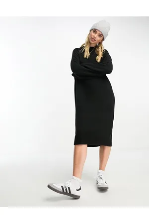 Monki Long sleeve knitted midi dress in