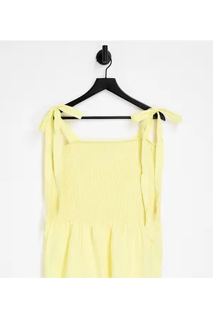 Simply Be Shirred cami top in lemon
