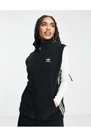 adidas Adicolor full zip through boyfriend fit fleece vest in