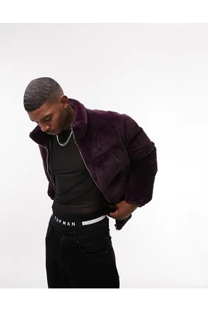 Topman Plush puffer in burgundy