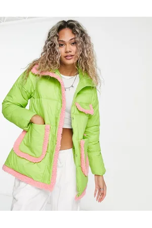 Native Youth Padded jacket with contrast binding in lime