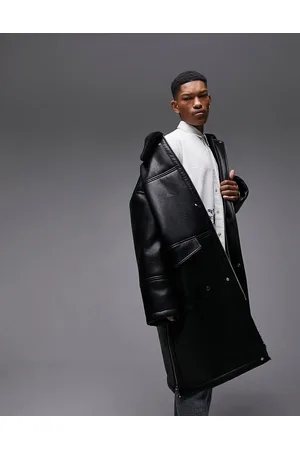 Topman Fashion longline faux shearling coat in