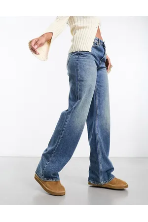 Stradivarius Wide leg dad jean in dark vintage wash
