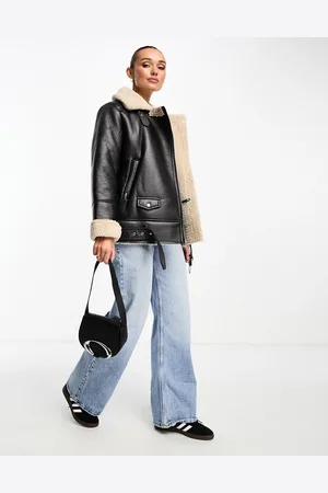 Stradivarius Oversized aviator jacket with contrast lining in