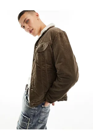 Lee Sherpa borg lined cord jacket in truffle tan