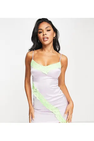 AsYou Cut out satin lace trim cami dress in