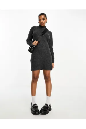 New Look Roll neck knitted mini dress in dark