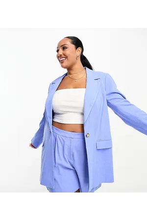 Simply Be Double breasted linen look blazer in
