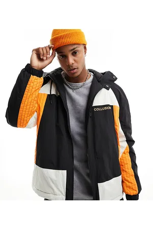 COLLUSION Nylon padded zip through anorak jacket in colourblock