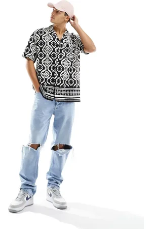 River Island Short sleeve aztec print shirt in