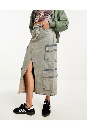 Stradivarius STR denim skirt in vintage wash