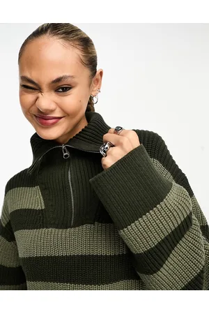 Weekday Grace half zip jumper in stripe