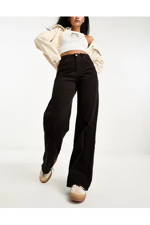 Pull&Bear Wide leg cord trouser in chocolate
