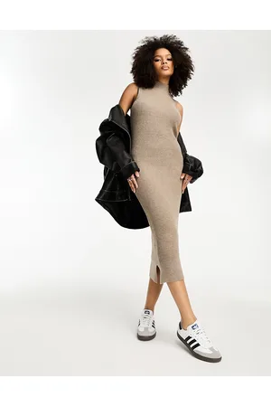 Object Sleeveless knitted midi dress in oatmeal
